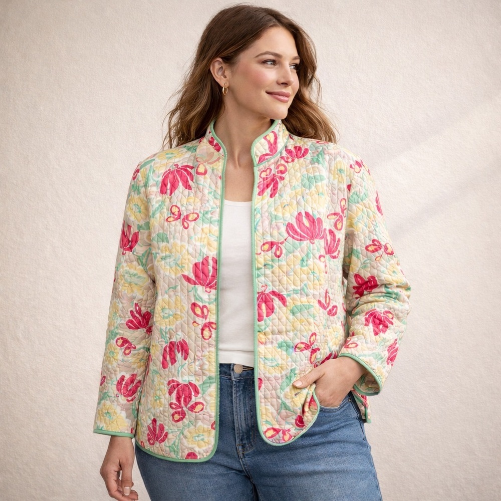 Alfred Dunner Floral Quilted Lightweight Jacket Women’s Size 20
